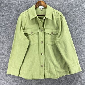 BP. Jacket Women M Medium Green Button Up Collared Long Sleeve Wool Pockets